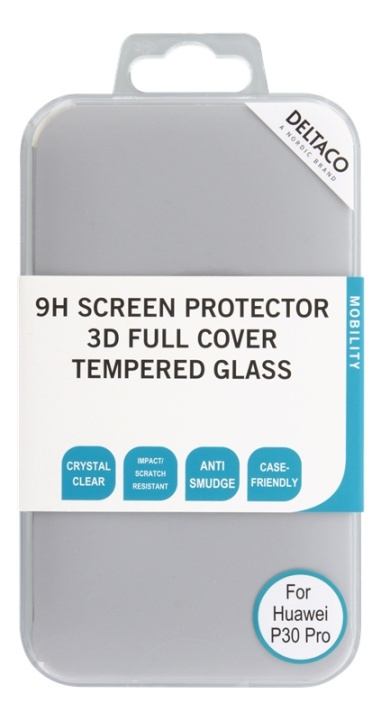DELTACO screen protector for Huawei P30 Pro, 3D curved glass i gruppen SMARTPHONE & SURFPLATTOR / Mobilskydd / Huawei hos TP E-commerce Nordic AB (38-77142)