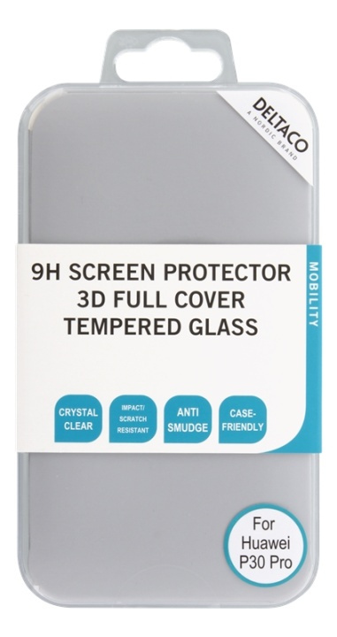DELTACO screen protector for Huawei P30 Pro, 3D curved glass i gruppen SMARTPHONE & SURFPLATTOR / Mobilskydd / Huawei/Honor hos TP E-commerce Nordic AB (38-77142)