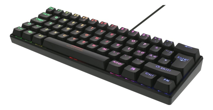 DELTACO GAMING mekaniskt tangentbord med röda brytare, 60% RGB, 62st tangenter i gruppen DATORER & KRINGUTRUSTNING / Gaming / Tangentbord hos TP E-commerce Nordic AB (38-77155)