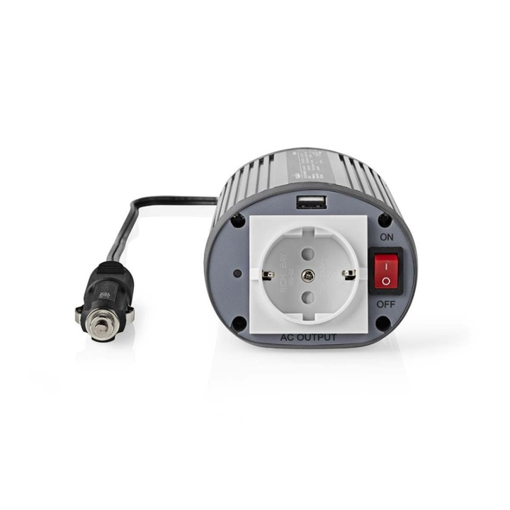 Nedis Växelriktare med modifierad sinusvåg | Inspänning: 12 V DC | Enhetens utgångsanslutning: Type F (CEE 7/3) / USB-A | 230 V AC 50 Hz | 150 W | Toppeffekt: 300 W | Cigarettändarkontakt | Silver i gruppen HEM, HUSHÅLL & TRÄDGÅRD / El & Belysning / Spänningsomvandlare hos TP E-commerce Nordic AB (38-77422)
