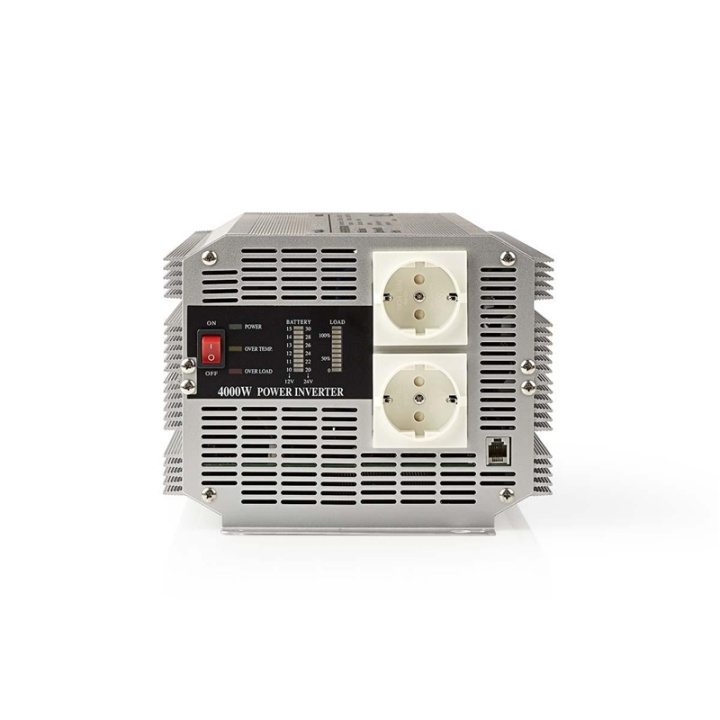Nedis Växelriktare med modifierad sinusvåg | Inspänning: 12 V DC | Enhetens utgångsanslutning: Type F (CEE 7/3) | 230 V AC 50 Hz | 4000 W | Toppeffekt: 8000 W | Skruv terminal | Silver i gruppen HEM, HUSHÅLL & TRÄDGÅRD / El & Belysning / Spänningsomvandlare hos TP E-commerce Nordic AB (38-77426)
