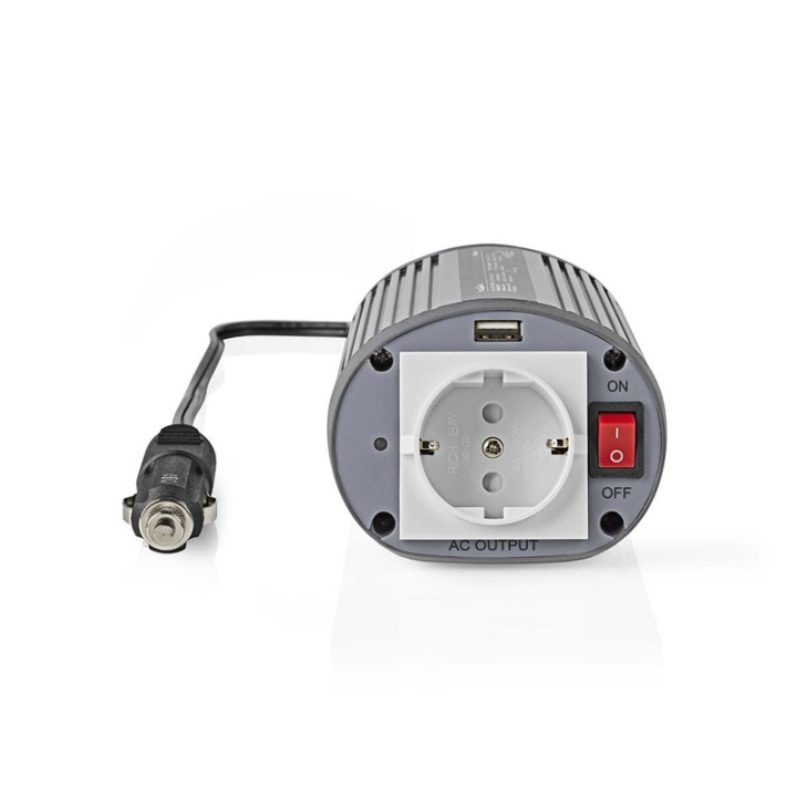 Nedis Växelriktare med modifierad sinusvåg | Inspänning: 24 V DC | Enhetens utgångsanslutning: Type F (CEE 7/3) / USB-A | 230 V AC 50 Hz | 150 W | Toppeffekt: 300 W | Cigarettändarkontakt | Silver i gruppen HEM, HUSHÅLL & TRÄDGÅRD / El & Belysning / Spänningsomvandlare hos TP E-commerce Nordic AB (38-77432)