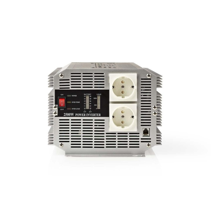 Nedis Växelriktare med modifierad sinusvåg | Inspänning: 24 V DC | Enhetens utgångsanslutning: Type F (CEE 7/3) | 230 V AC 50 Hz | 2500 W | Toppeffekt: 5000 W | Skruv terminal | Silver i gruppen HEM, HUSHÅLL & TRÄDGÅRD / El & Belysning / Spänningsomvandlare hos TP E-commerce Nordic AB (38-77434)
