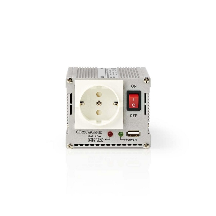 Nedis Växelriktare med modifierad sinusvåg | Inspänning: 24 V DC | Enhetens utgångsanslutning: Type F (CEE 7/3) / USB-A | 230 V AC 50 Hz | 300 W | Toppeffekt: 600 W | Batteriklämmor + cigarettändare | Silver i gruppen HEM, HUSHÅLL & TRÄDGÅRD / El & Belysning / Spänningsomvandlare hos TP E-commerce Nordic AB (38-77435)
