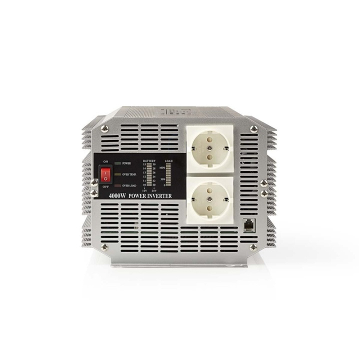 Nedis Växelriktare med modifierad sinusvåg | Inspänning: 24 V DC | Enhetens utgångsanslutning: Type F (CEE 7/3) | 230 V AC 50 Hz | 4000 W | Toppeffekt: 8000 W | Skruv terminal | Silver i gruppen HEM, HUSHÅLL & TRÄDGÅRD / El & Belysning / Spänningsomvandlare hos TP E-commerce Nordic AB (38-77436)