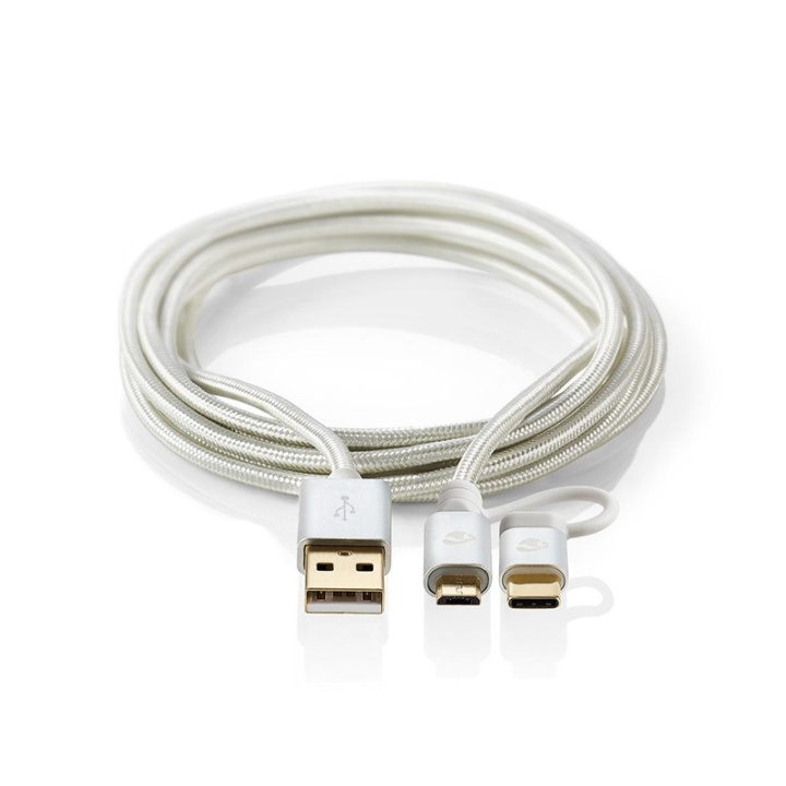 2-i-1 laddningskabel | USB Micro B, hane + USB typ-C, hane - A-hane | 1.0 m i gruppen SMARTPHONE & SURFPLATTOR / Laddare & Kablar / Kablar / Kablar Typ C hos TP E-commerce Nordic AB (38-77507)