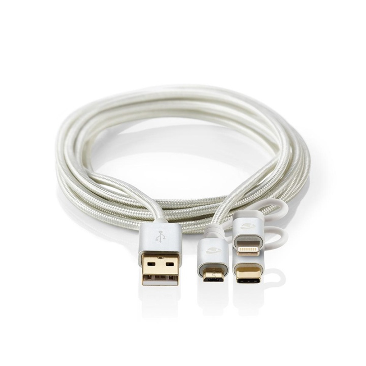 3-i-1 laddningskabel | USB Micro B, hane + USB typ-C, hane + Lightning | 1.0 m i gruppen SMARTPHONE & SURFPLATTOR / Laddare & Kablar / Kablar / Kablar Lightning hos TP E-commerce Nordic AB (38-77509)