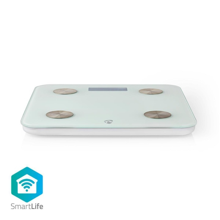 Nedis Smartlife personvåg | Wi-Fi | Ben / BMR / Fett / Muskler / Vatten / Vikt | 8 Minnesplatser | Max last: 180 kg | Android™ & iOS | Glas | Vit i gruppen HEM, HUSHÅLL & TRÄDGÅRD / Badrum / Badrumsvågar hos TP E-commerce Nordic AB (38-77582)