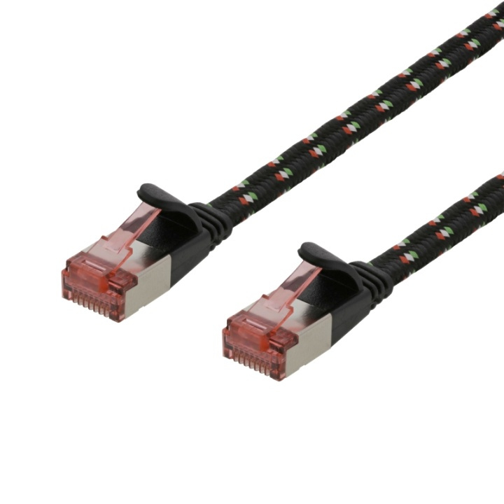 DELTACO Tough Flat CAT.6A U/FTP Patch Cable, 32AWG, 1.5m, black i gruppen DATORER & KRINGUTRUSTNING / Datorkablar / Nätverkskablar / Cat6 hos TP E-commerce Nordic AB (38-78188)