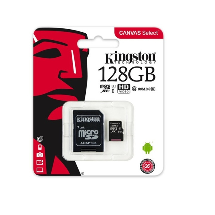 Kingston Canvas Select Minneskort microSDXC (128GB) + Adapter i gruppen HEMELEKTRONIK / Lagringsmedia / Minneskort / Micro SD/HC/XC hos TP E-commerce Nordic AB (38-79324)