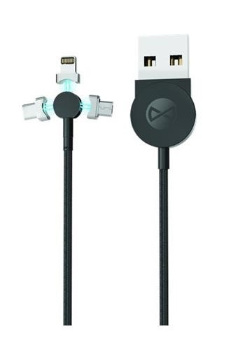 Forever Core 3i1 Magnetisk Synk/laddkabel - USB-C/Lightning/microUSB, 1m i gruppen SMARTPHONE & SURFPLATTOR / Laddare & Kablar / Kablar / Kablar microUSB hos TP E-commerce Nordic AB (38-79387)