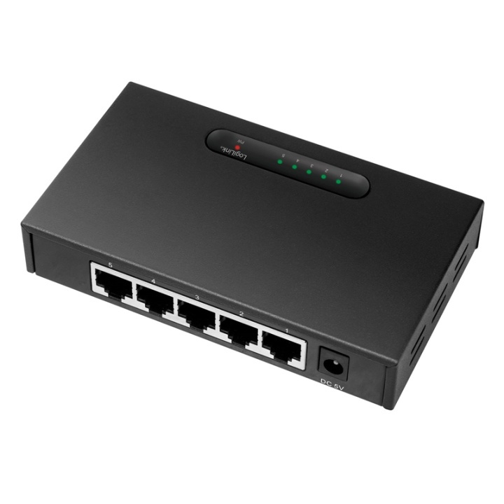 LogiLink Gigabit 5-port Switch Metall i gruppen DATORER & KRINGUTRUSTNING / Nätverk / Switchar / 10/100/1000Mbps hos TP E-commerce Nordic AB (38-79404)