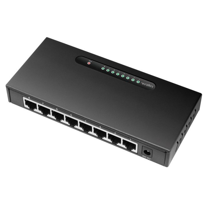 LogiLink Gigabit 8-port Switch Metall i gruppen DATORER & KRINGUTRUSTNING / Nätverk / Switchar / 10/100/1000Mbps hos TP E-commerce Nordic AB (38-79405)