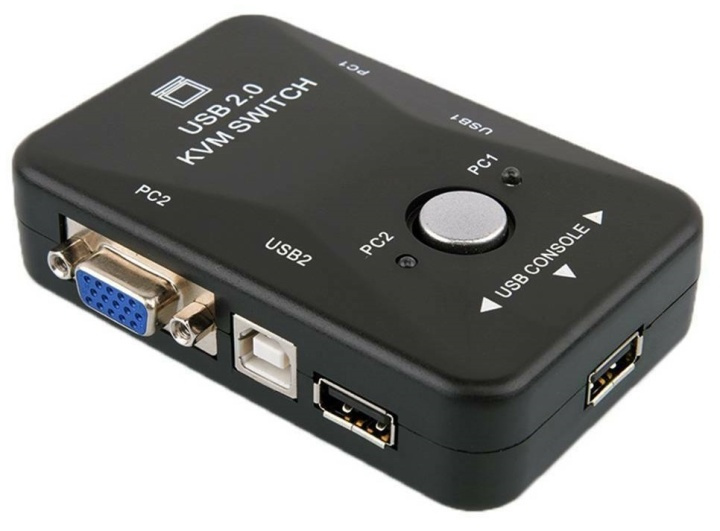 KVM-switch USB/VGA, styr 2 datorer samtidigt i gruppen DATORER & KRINGUTRUSTNING / Datorkablar / Switchar & Splittrar hos TP E-commerce Nordic AB (38-80518)