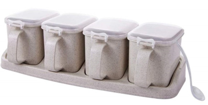 Kryddburkar/Förvaringsburkar 4 st, Beige i gruppen HEM, HUSHÅLL & TRÄDGÅRD / Köksredskap / Lunchlådor & Matbehållare hos TP E-commerce Nordic AB (38-80538)