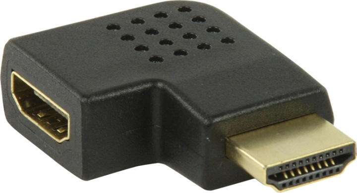 Högervinklad HDMI adapter, Svart i gruppen HEMELEKTRONIK / Kablar & Adaptrar / HDMI / Adaptrar hos Teknikproffset Nordic AB (38-80912)