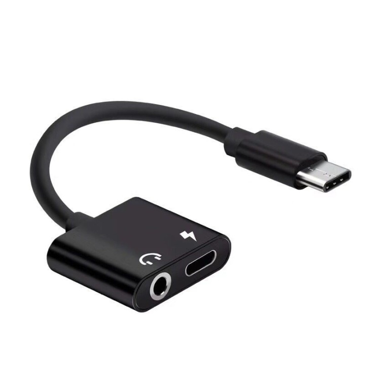 USB-C Dual Adapter, Laddning och 3,5 mm i gruppen SMARTPHONE & SURFPLATTOR / Laddare & Kablar / Adaptrar hos TP E-commerce Nordic AB (38-80914)