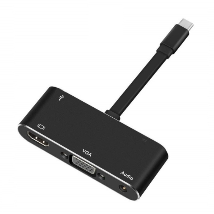 USB-C Multiport Adapter, VGA, HDMI, USB 3.0, 3,5 mm i gruppen DATORER & KRINGUTRUSTNING / Datorkablar / Övriga datorkablar hos TP E-commerce Nordic AB (38-80915)