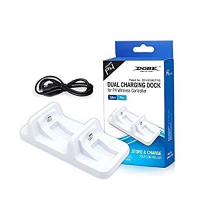 Dubbel Laddstation till PS4/PS4 Slim/PS4 Pro, Vit i gruppen HEMELEKTRONIK / Spelkonsoler & Tillbehör / Sony PlayStation 4 / Tillbehör hos TP E-commerce Nordic AB (38-81226)