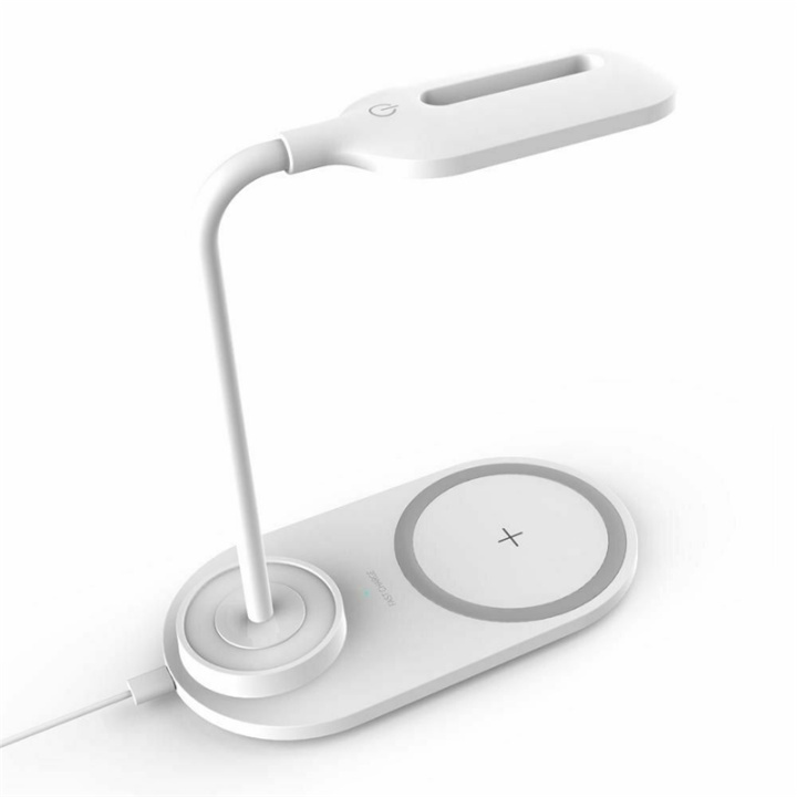 Skrivbordslampa med trådlös Qi-laddning, Vit i gruppen HEM, HUSHÅLL & TRÄDGÅRD / Lampor / Bordslampor hos Teknikproffset Nordic AB (38-81722)