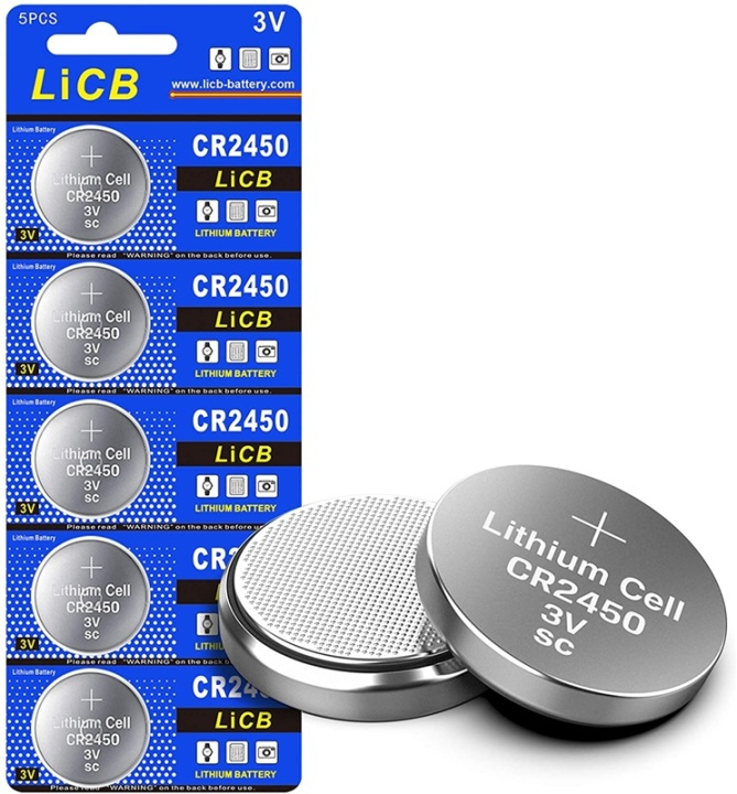 CR2450/3V, knappcellsbatteri, litium, 5-pack i gruppen HEMELEKTRONIK / Batterier & Laddare / Batterier / Knappcell hos TP E-commerce Nordic AB (38-81812)