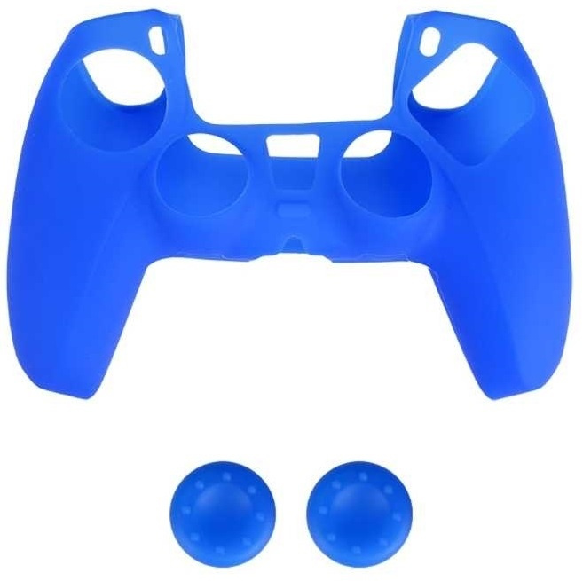 Silikongrepp och 2 x Silikonhatt till PS5 kontroll, Blå i gruppen HEMELEKTRONIK / Spelkonsoler & Tillbehör / Sony PlayStation 5 / Tillbehör hos TP E-commerce Nordic AB (38-82105)