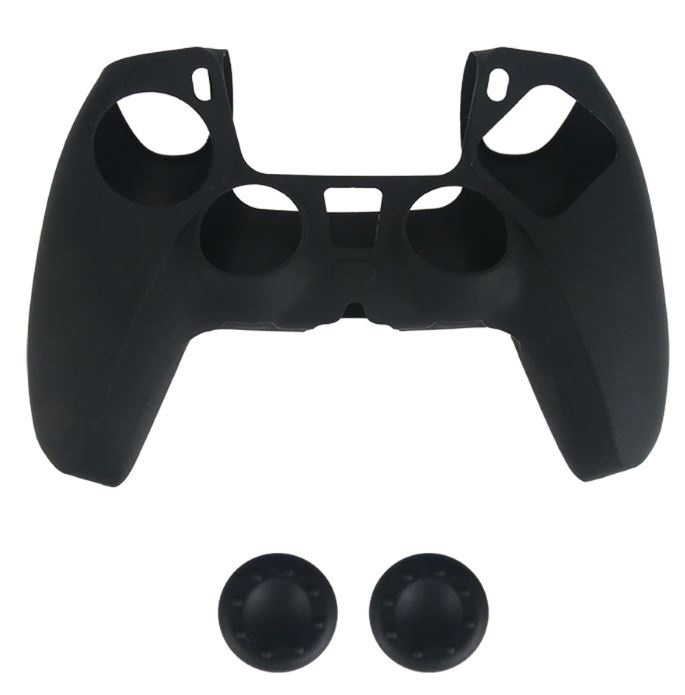 Silikongrepp och 2 x Silikonhatt till PS5 kontroll, Svart i gruppen HEMELEKTRONIK / Spelkonsoler & Tillbehör / Sony PlayStation 5 / Tillbehör hos TP E-commerce Nordic AB (38-82117)