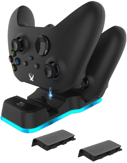 Dubbel laddare till Xbox Series kontroller inkl. batteripaket i gruppen HEMELEKTRONIK / Spelkonsoler & Tillbehör / Xbox Series X/S / Tillbehör hos TP E-commerce Nordic AB (38-82147)