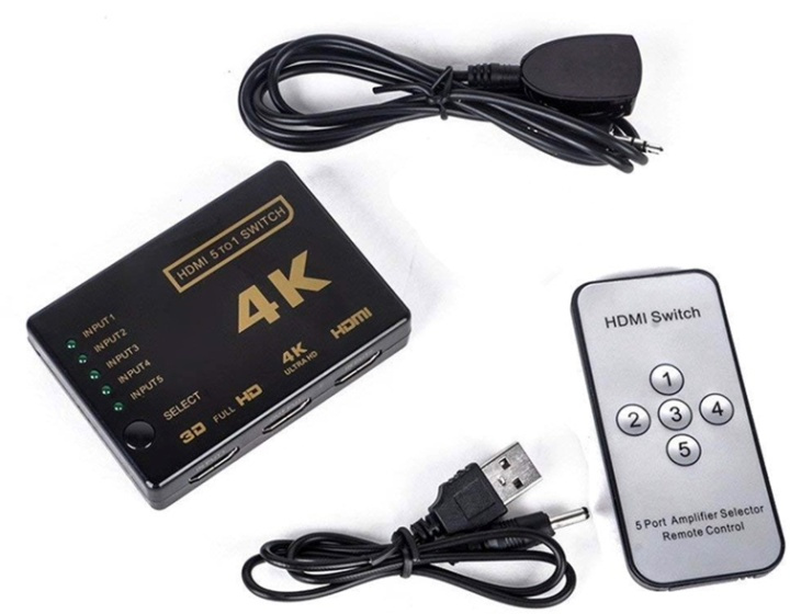 HDMI Switch, 5 till 1 i gruppen DATORER & KRINGUTRUSTNING / Datorkablar / Switchar & Splittrar hos TP E-commerce Nordic AB (38-82384)