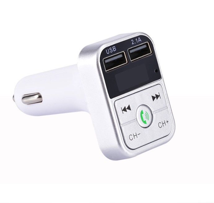 FM-Sändare med dubbla USB-uttag, display och knappar, Silver i gruppen BIL / Billjud & Multimedia / FM-sändare hos TP E-commerce Nordic AB (38-83314)