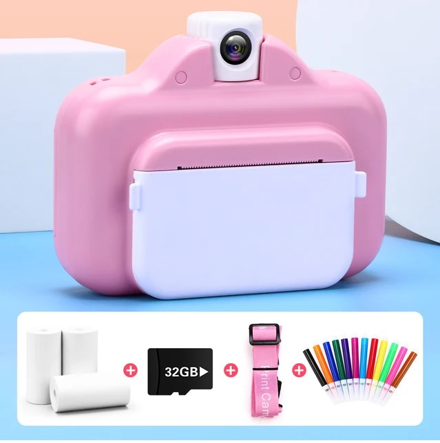 Barnkamera med WIFI och direktutskrift, 32GB minneskort, 1080P video, Rosa i gruppen LEKSAKER, BARN- & BABYPRODUKTER / Leksaker / Elektronik & Media / Barnkameror & Tillbehör hos TP E-commerce Nordic AB (38-83321)