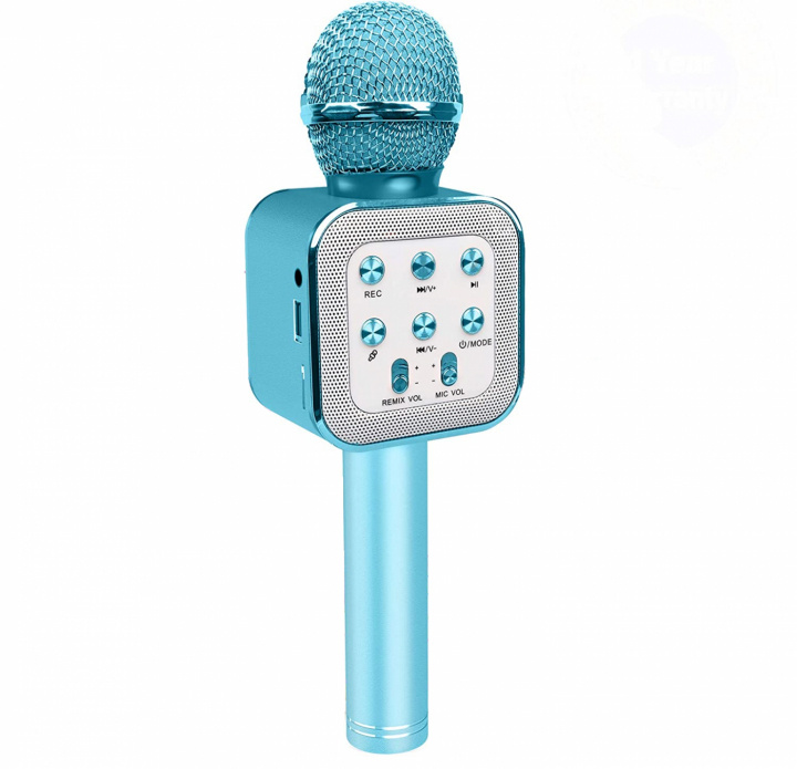 Karaoke-mikrofon med Bluetooth, Blå i gruppen HEMELEKTRONIK / Ljud & Bild / Handhållna mikrofoner hos TP E-commerce Nordic AB (38-83815)