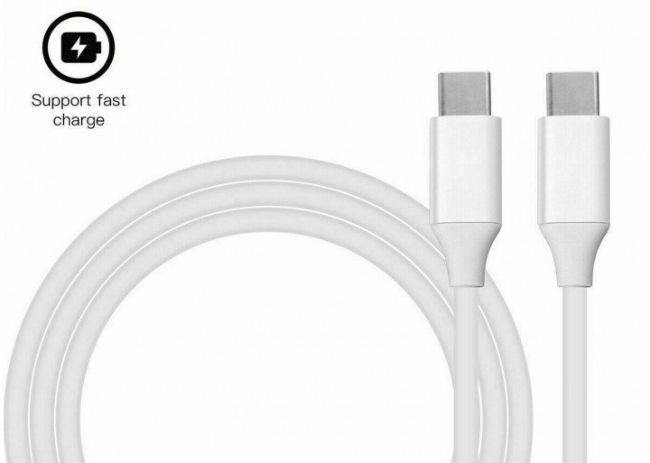 USB-C till USB-C kabel 1m, Vit i gruppen SMARTPHONE & SURFPLATTOR / Laddare & Kablar / Kablar / Kablar Typ C hos TP E-commerce Nordic AB (38-83877)