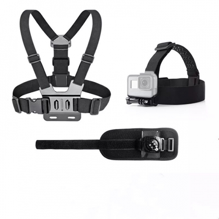 Bröstsele kompatibel med GoPro Hero inkl. Headstrap & Armband i gruppen SPORT, FRITID & HOBBY / Actionkameror & Tillbehör / Tillbehör till actionkameror hos TP E-commerce Nordic AB (38-83955)