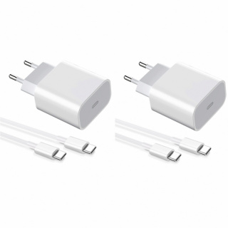 2-pack Laddare för iPhone 15 / 16/ 17 / Android 20W med USB-C till USB-C - Snabbladdare