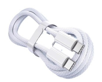 Flätad USB-C kabel - 1 m - Vit - iPhone 15 kompatibel - Nylon - PD60W i gruppen SMARTPHONE & SURFPLATTOR / Laddare & Kablar / Kablar / Kablar Typ C hos TP E-commerce Nordic AB (38-84298)