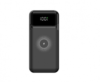 Powerbank 20000mAh 22.5W PD + 15W Trådlös snabbladdning m. digital display, Svart