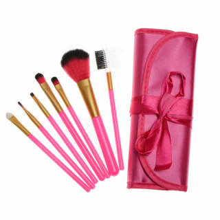 Professionella skonsamma sminkborstar, 7-pack, rosa