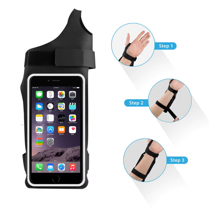 Universalt Sportarmband med fingerhål, Svart i gruppen SMARTPHONE & SURFPLATTOR / Träning, hem & fritid / Sportarmband hos TP E-commerce Nordic AB (38-84480)