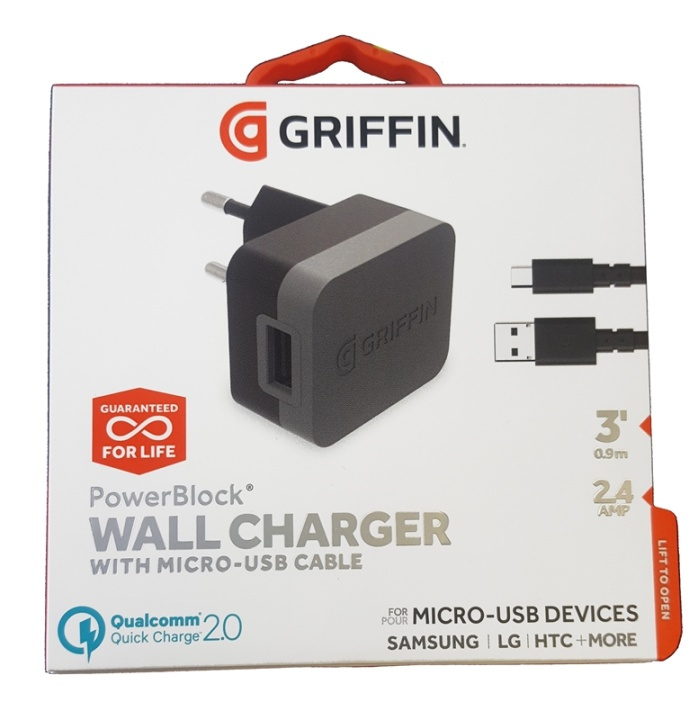 Griffin USB, Universal väggladdare, Micro USB kabel, 2.4AMP i gruppen SMARTPHONE & SURFPLATTOR / Laddare & Kablar / Väggladdare / Väggladdare microUSB hos TP E-commerce Nordic AB (38-84563)