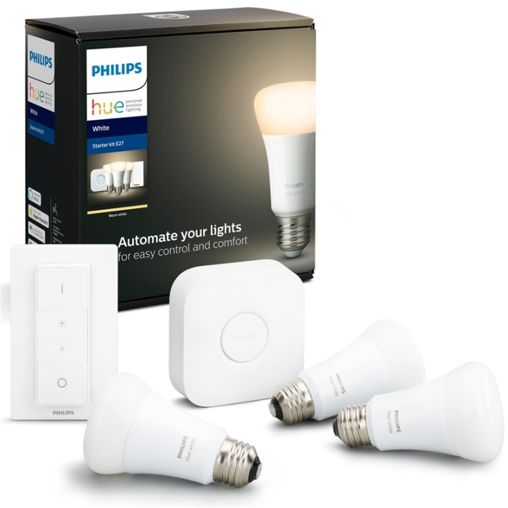 Philips Hue Startkit White E27 m fjärr i gruppen HEM, HUSHÅLL & TRÄDGÅRD / Smarta hem / Smart belysning hos TP E-commerce Nordic AB (38-85055)