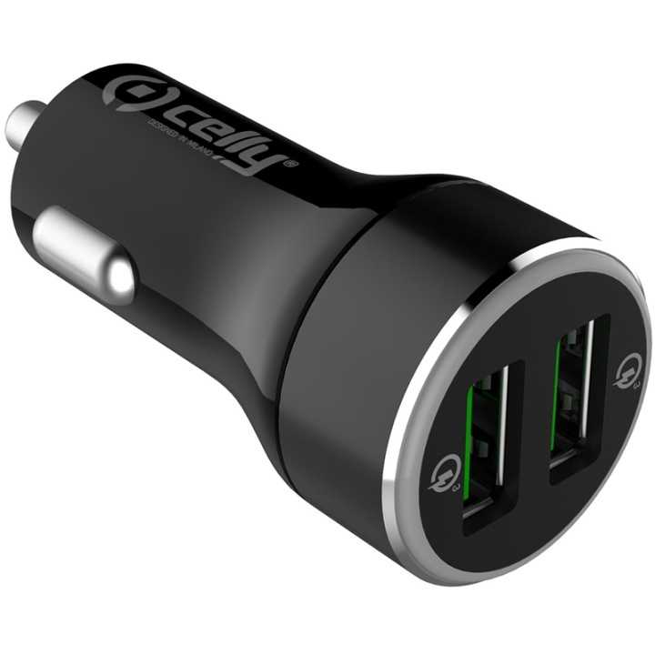 Celly Billaddare 2xUSB QC3 Max 36W i gruppen SMARTPHONE & SURFPLATTOR / Laddare & Kablar / Billaddare / Billaddare USB hos TP E-commerce Nordic AB (38-85655)