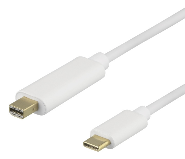 DELTACO USB-C - MiniDP kabel, 2m, 21,6 Gbit/s, 3840x2160 60Hz, vit i gruppen DATORER & KRINGUTRUSTNING / Datorkablar / DisplayPort / Kablar hos TP E-commerce Nordic AB (38-85718)