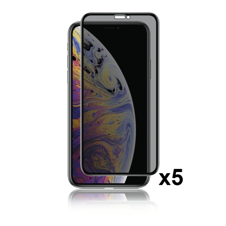 5-pack iPhone XS Max curved sekretessglas, Panzer, 2-vägs skydd, 9H i gruppen SMARTPHONE & SURFPLATTOR / Mobilskydd / Apple / iPhone XS Max / Skärmskydd hos TP E-commerce Nordic AB (38-86302PKT1)
