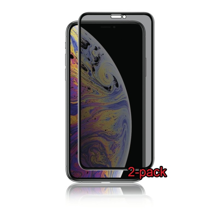 2-pack iPhone XS Max curved sekretessglas, Panzer, 2-vägs skydd, 9H i gruppen SMARTPHONE & SURFPLATTOR / Mobilskydd / Apple / iPhone XS Max / Skärmskydd hos TP E-commerce Nordic AB (38-86302PKT2)