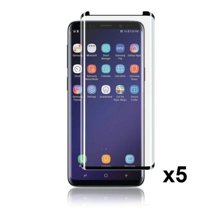 Panzer Samsung S9+, 5-pack, Curved Glass, 9H, svart i gruppen SMARTPHONE & SURFPLATTOR / Mobilskydd / Samsung hos Teknikproffset Nordic AB (38-86303PKT1)