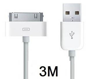 USB-kabel till iPhone/iPod 3 meter (Vit) i gruppen SMARTPHONE & SURFPLATTOR / Laddare & Kablar / Kablar / Kablar 30 pin hos TP E-commerce Nordic AB (38-8659)