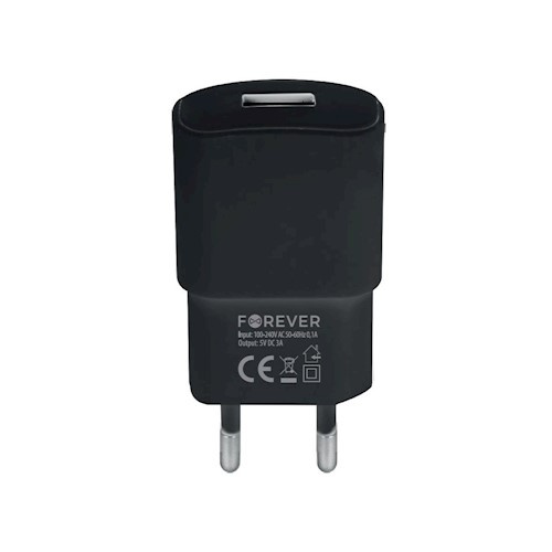 Forever TC-01 Snabbladdare 3.0 USB 3A 18W, Svart i gruppen SMARTPHONE & SURFPLATTOR / Laddare & Kablar / Väggladdare / Väggladdare USB hos TP E-commerce Nordic AB (38-86652)