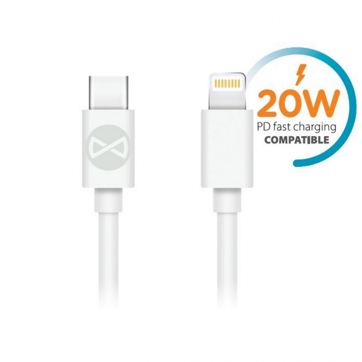 Forever kabel USB-C - Lightning 1,0 m 3A, 20 W, Vit i gruppen SMARTPHONE & SURFPLATTOR / Laddare & Kablar / Kablar / Kablar Lightning hos TP E-commerce Nordic AB (38-86657)