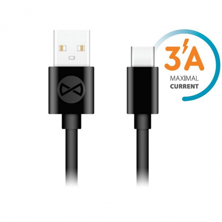 Forever kabel USB - USB-C 1,0 m 3A, Svart i gruppen SMARTPHONE & SURFPLATTOR / Laddare & Kablar / Kablar / Kablar Typ C hos TP E-commerce Nordic AB (38-86659)